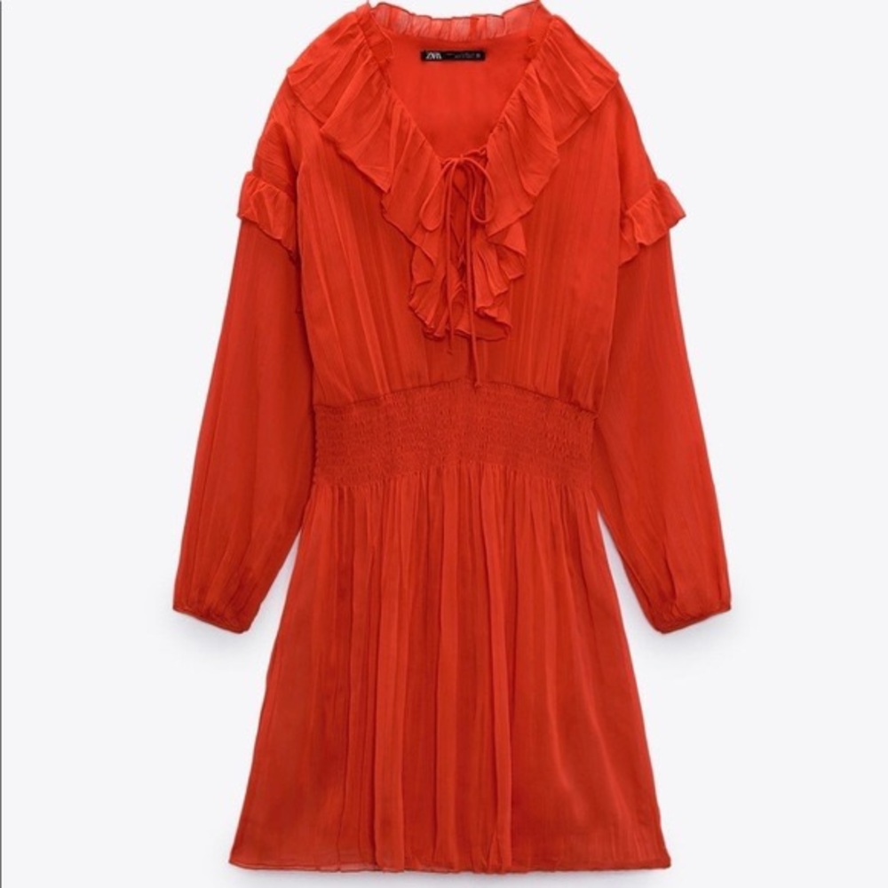 Zara short red ruffled dress!!